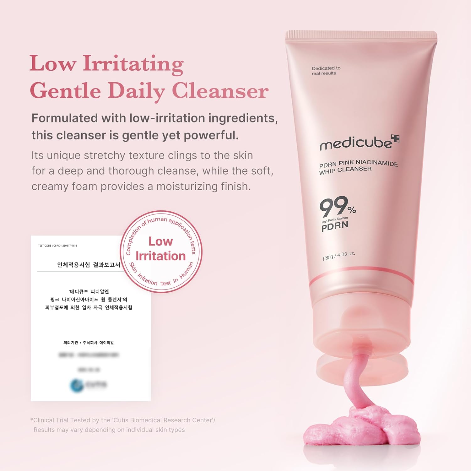 MEDICUBE - PDRN Pink Niacinamide Whip Cleanser - Jabón de Limpieza 120g - Imagen 3