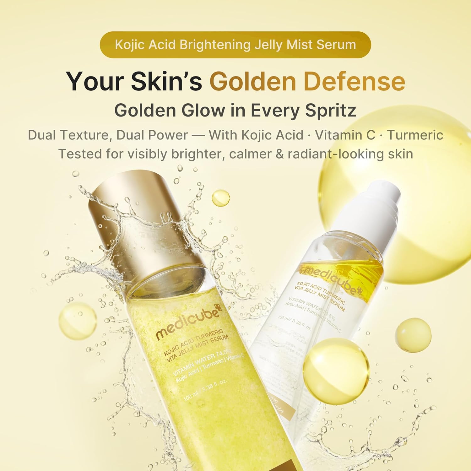 MEDICUBE - Kojic Acid Turmeric Vita Jelly Mist Serum- Bruma Facial 100ml - Imagen 5