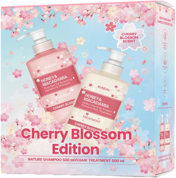 Set Kundal Honey & Macadamia Cherry Blossom Edition: shampoo y tratamiento 500 ml