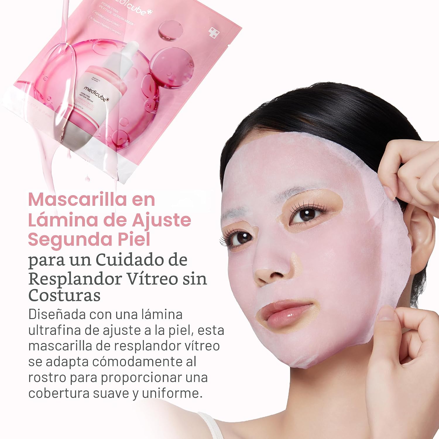 MEDICUBE PDRN Pink Peptide Mask - Caja Mascarillas x 10 pzs - Imagen 2