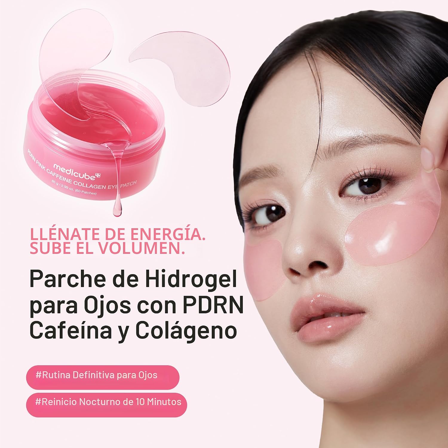MEDICUBE PDRN Pink Caffeine Collagen Eye Patch - Parches Contorno de Ojos x 60pzs - Imagen 3