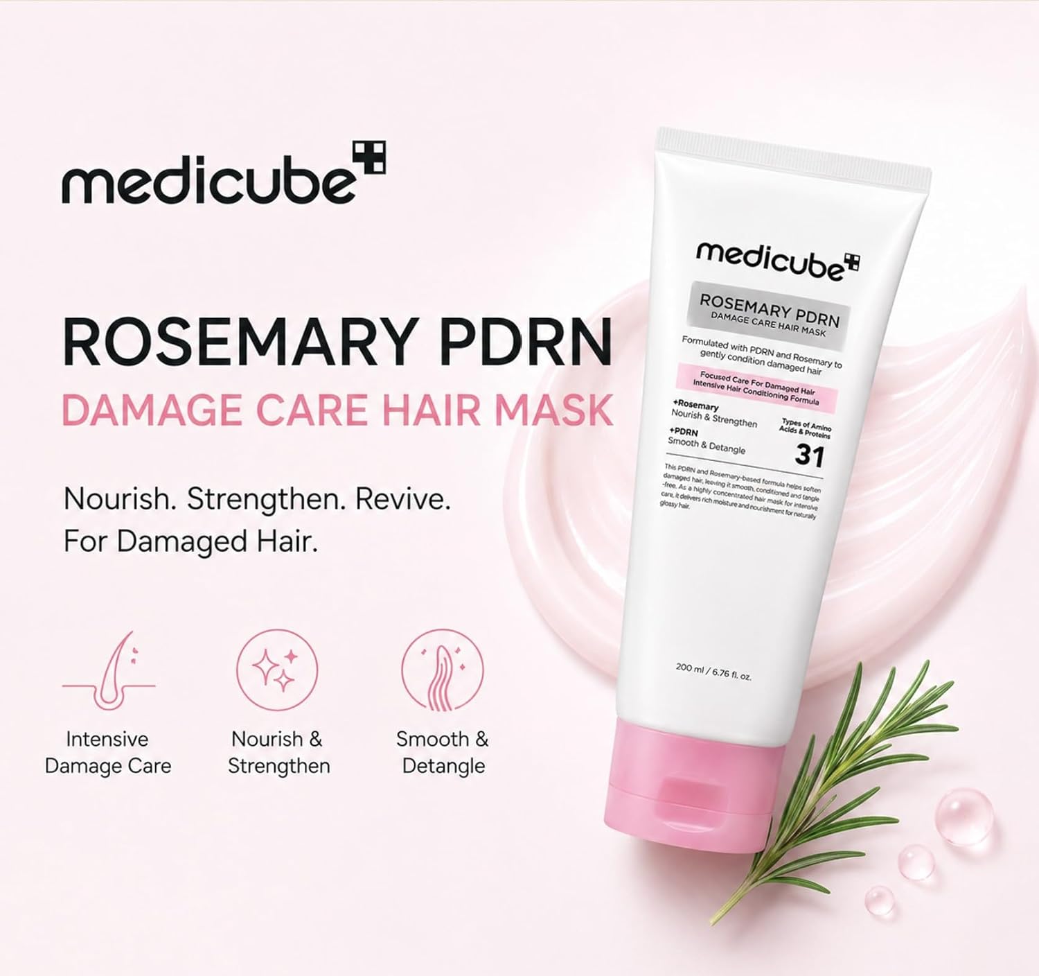 MEDICUBE Rosemary PDRN Damage Care Hair Mask - Mascarilla Capilar 200ml - Imagen 4