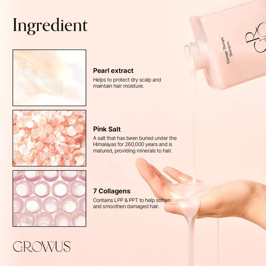 GROWUS Damage Therapy Shampoo – Refill 500 ml - Imagen 2