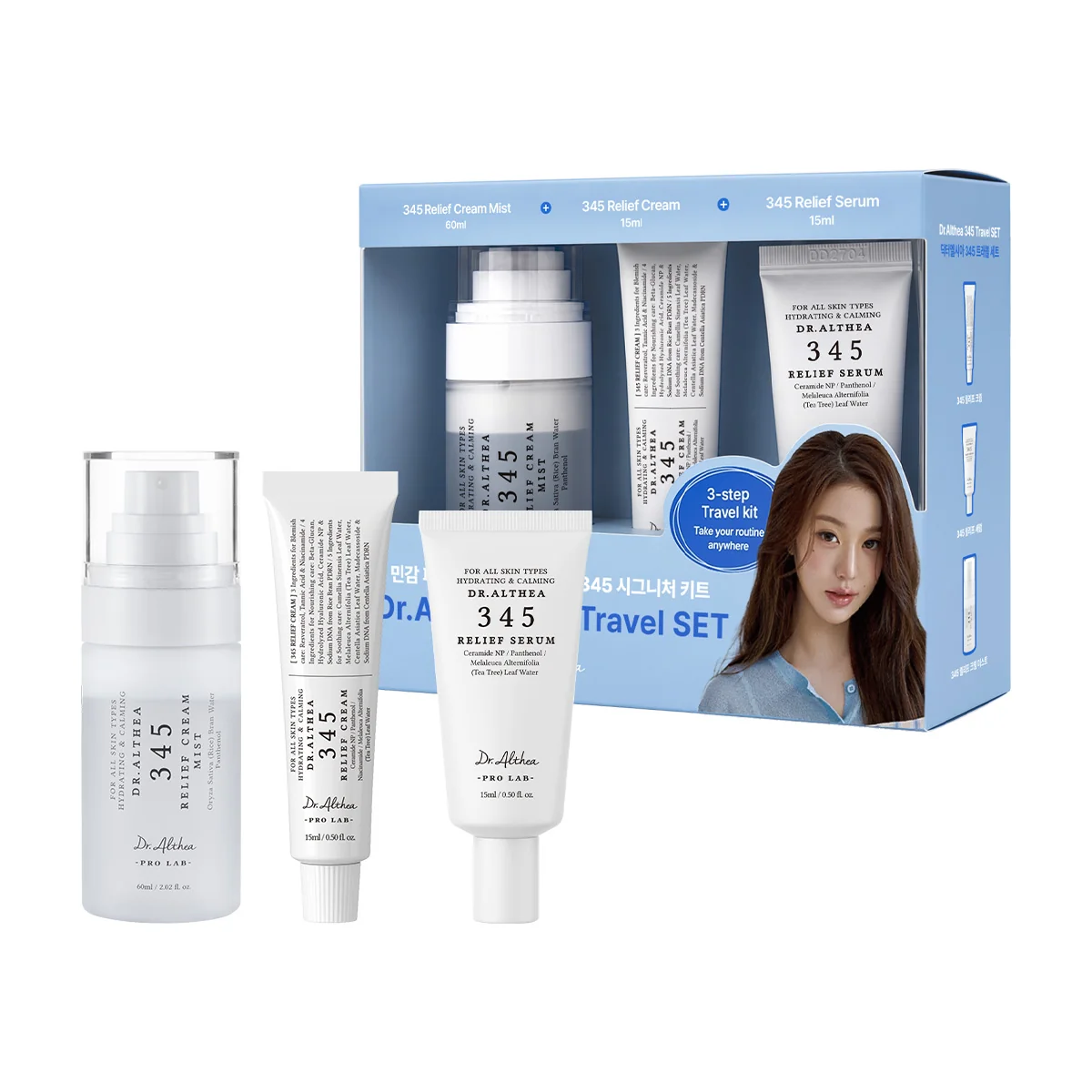 DR.ALTHEA 345 Travel Size Kit - Mist + Serum + Crema - 3 Pzs