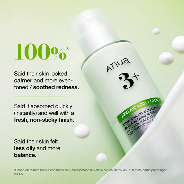 ANUA Azelaic Acid CICA Skin Soothing Moisturizer - Loción Crema 100ml - Imagen 5