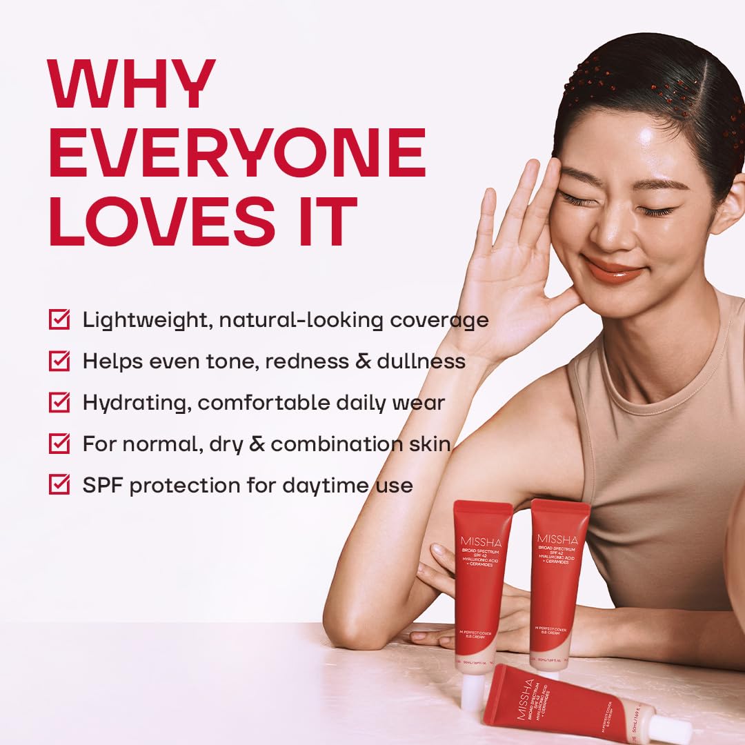 MISSHA M Perfect Cover BB Cream - Base de Maquillaje #21 Light Beige - Imagen 2