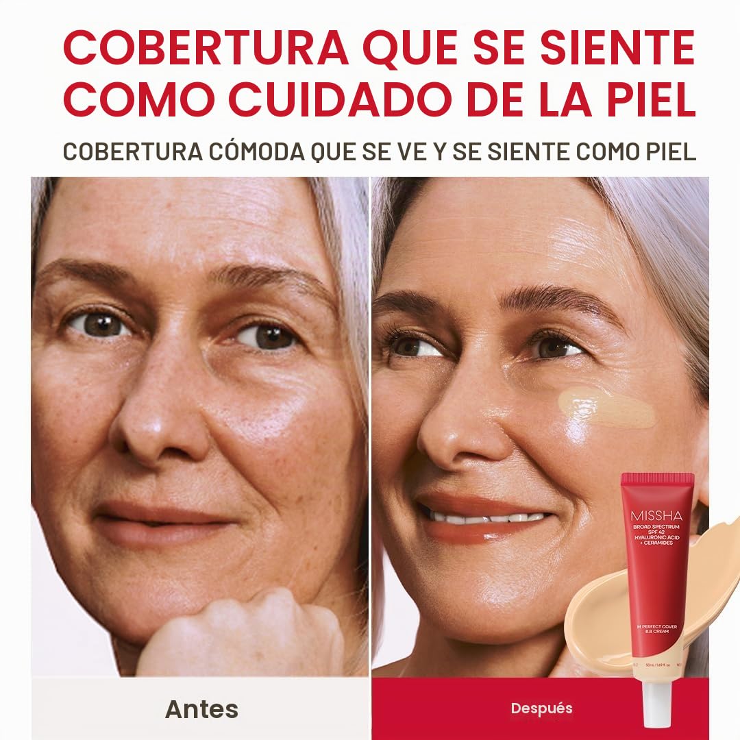 MISSHA M Perfect Cover BB Cream - Base de Maquillaje #21 Light Beige - Imagen 4