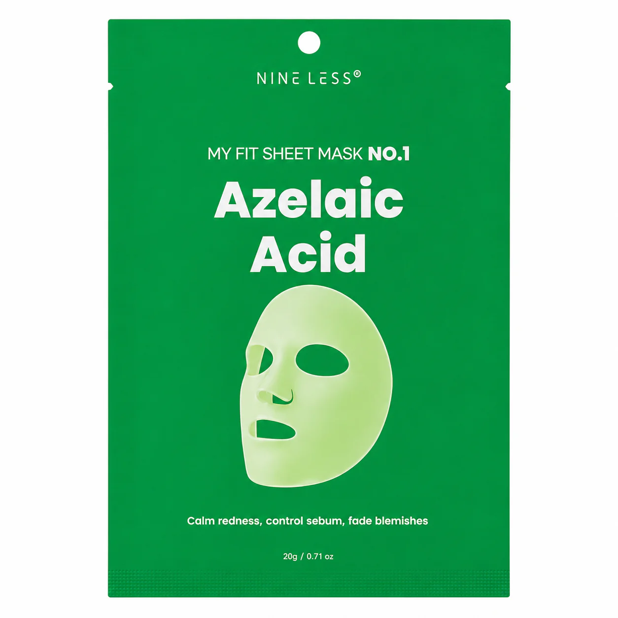 NINELESS Azelaic Acid Sheet Mask – Mascarilla Calmante Antirojeces – 1 Pza